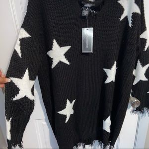 NWT. Just Polly Distressed Star Sweater Dress. Small.